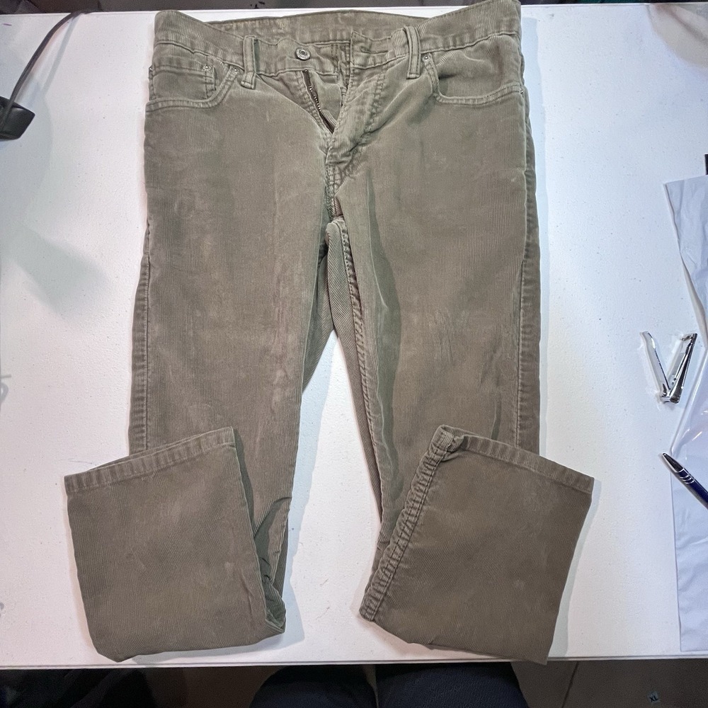 Levis 514 Mens Corduroy Pants 30X30 Light Olive White Tab 5‎ Pocket Casual